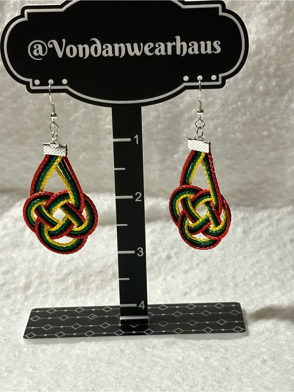 Handmade Red Black Green Yellow Thread Earrings